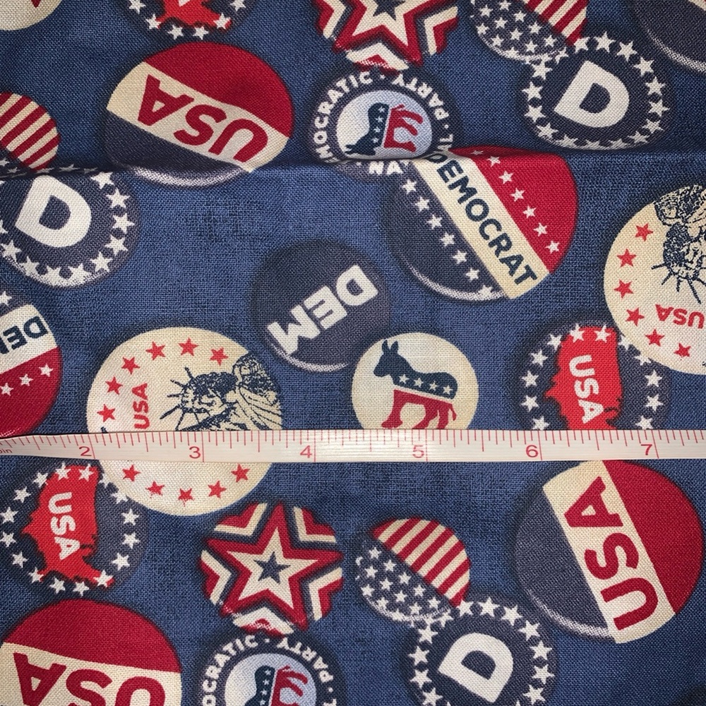 America Democrat Party Blue  Cotton Fabric By Joanna Cotton 1 Yard 36” By 45”